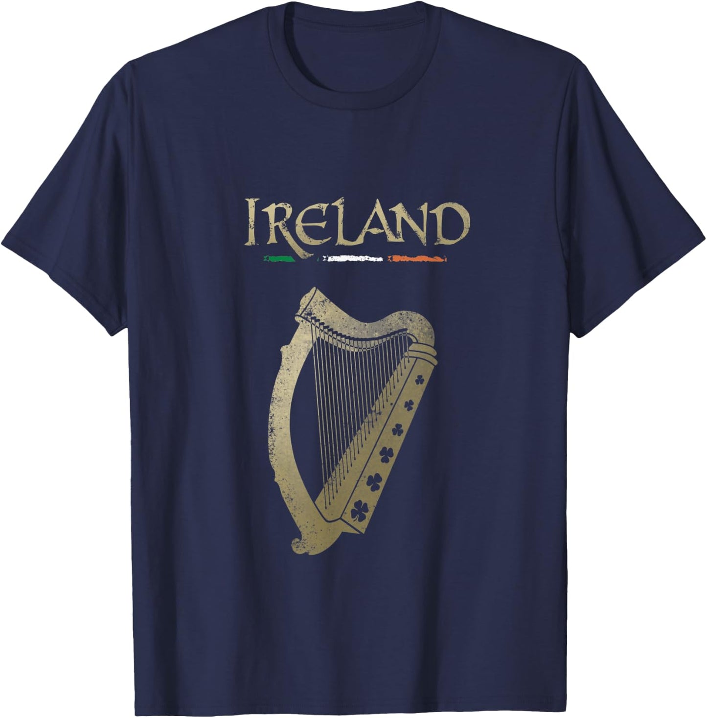 VinagreShop Irland-Flagge und Harfe mit Klee Schwarz S EU 38-40 T-Shirt - T-Shirt | Navy
