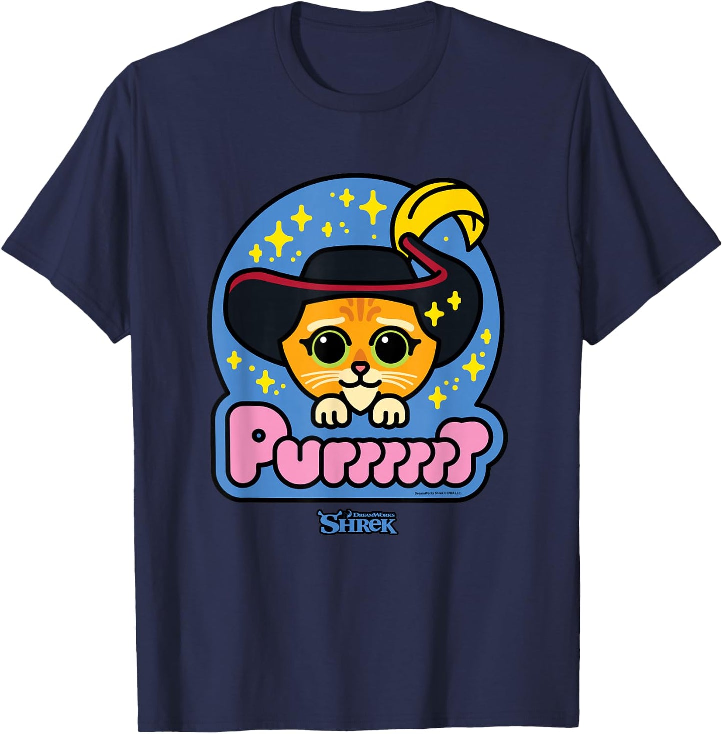 Shrek Emoji Style Puss in Boots Purr T-Shirt - T-Shirt | Navy