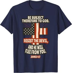 James 4:7 Bible Verses Scripture T-Shirt - T-Shirt | Navy