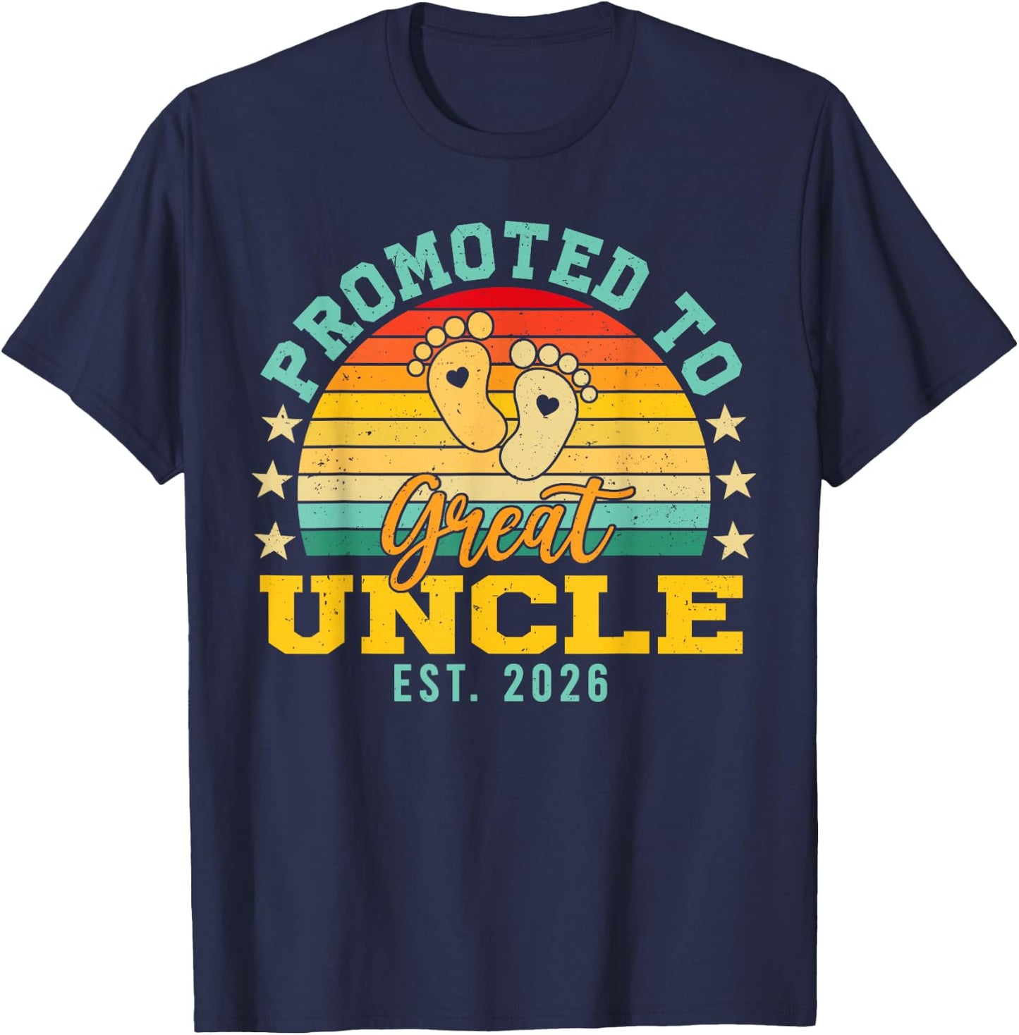 Retro Vintage Promoted to Great Uncle Est 2026 T-Shirt - T-Shirt | Navy