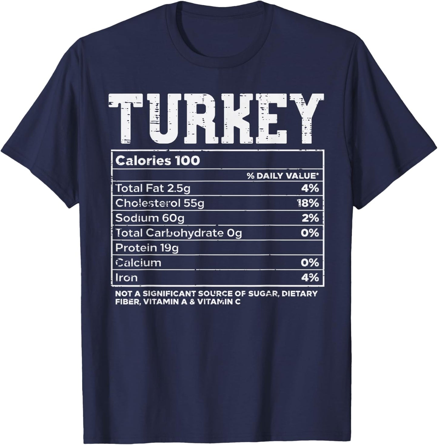 Turkey Nutritional Facts Thanksgiving Food Recipe Family T-Shirt - T-Shirt | Navy