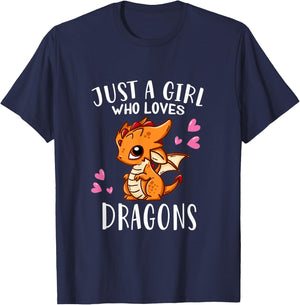 Funny Dragon Lover Just A Girl Who Loves Dragons T-Shirt - T-Shirt | Navy