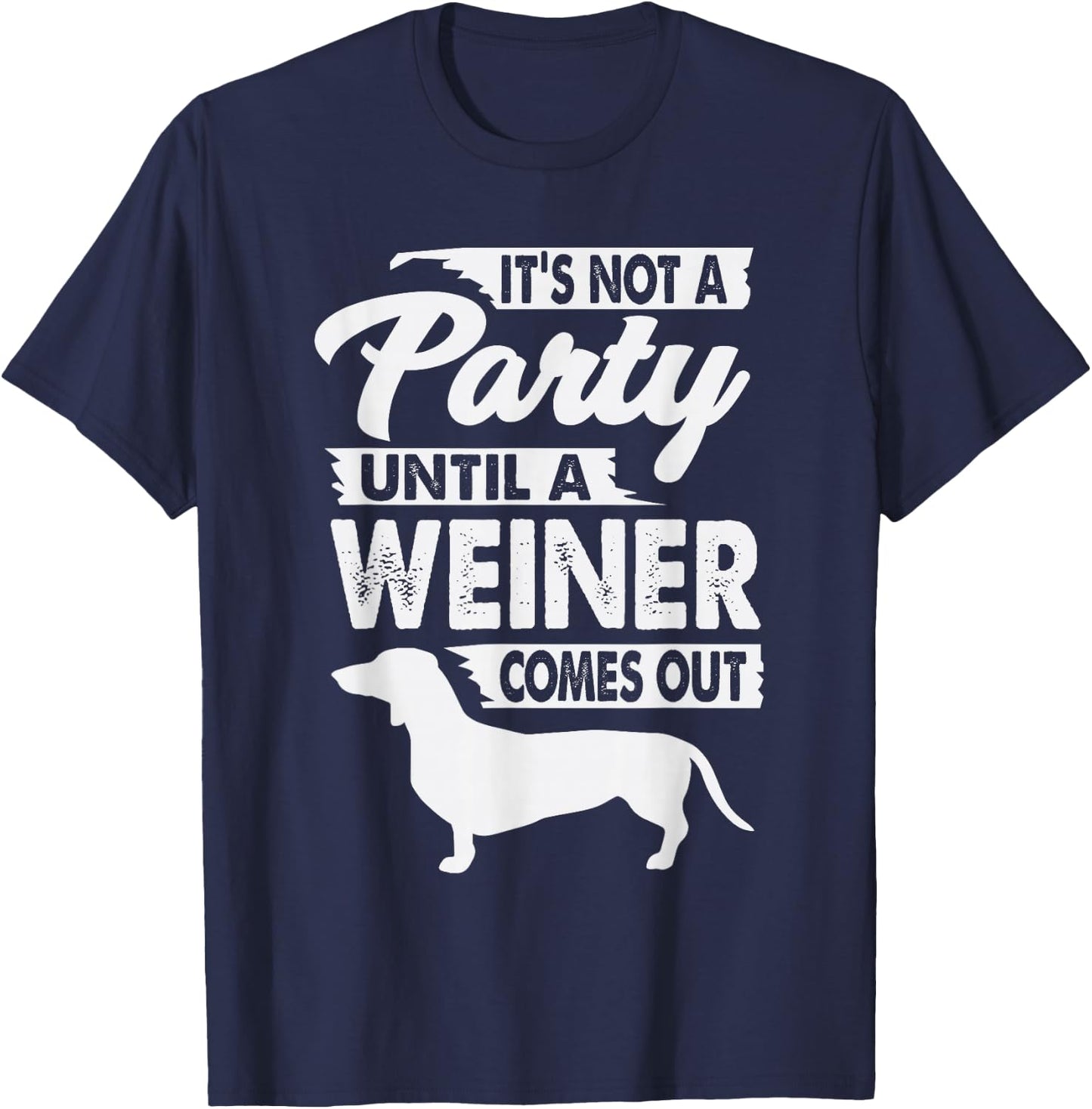 Immature Joke Designs Dachshund - Men's Small Black Party Themed Letter Print T-Shirt - T-Shirt | Navy