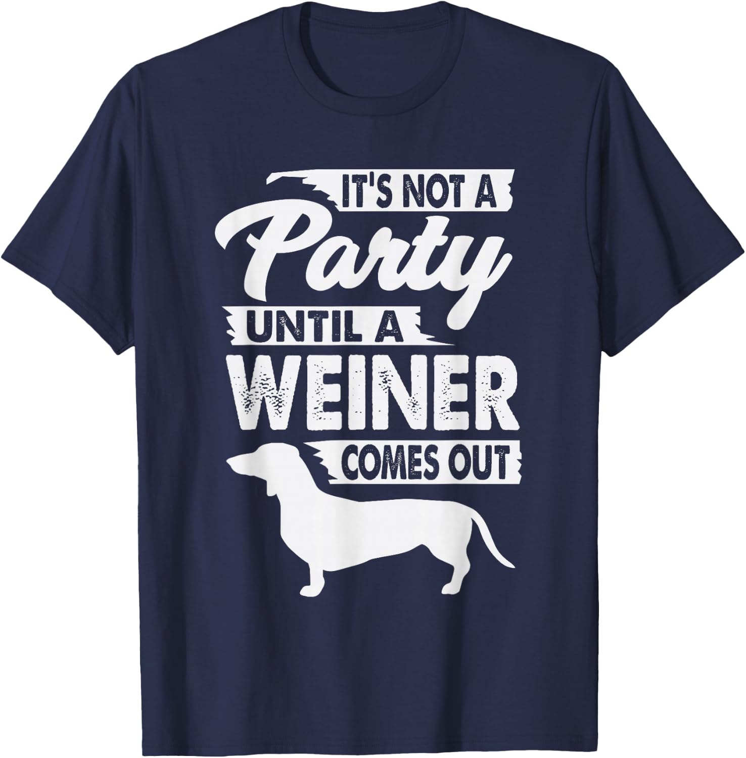 Immature Joke Designs Dachshund - Men's Small Black Party Themed Letter Print T-Shirt - T-Shirt | Navy