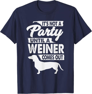 Immature Joke Designs Dachshund - Men's Small Black Party Themed Letter Print T-Shirt - T-Shirt | Navy