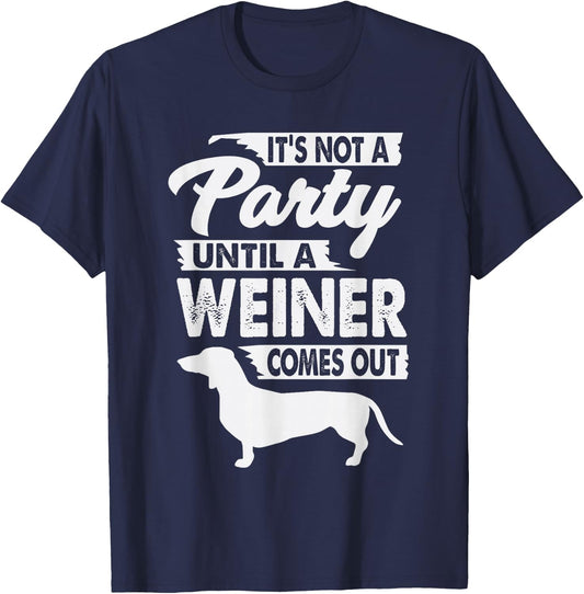 Immature Joke Designs Dachshund - Men's Small Black Party Themed Letter Print T-Shirt - T-Shirt | Navy