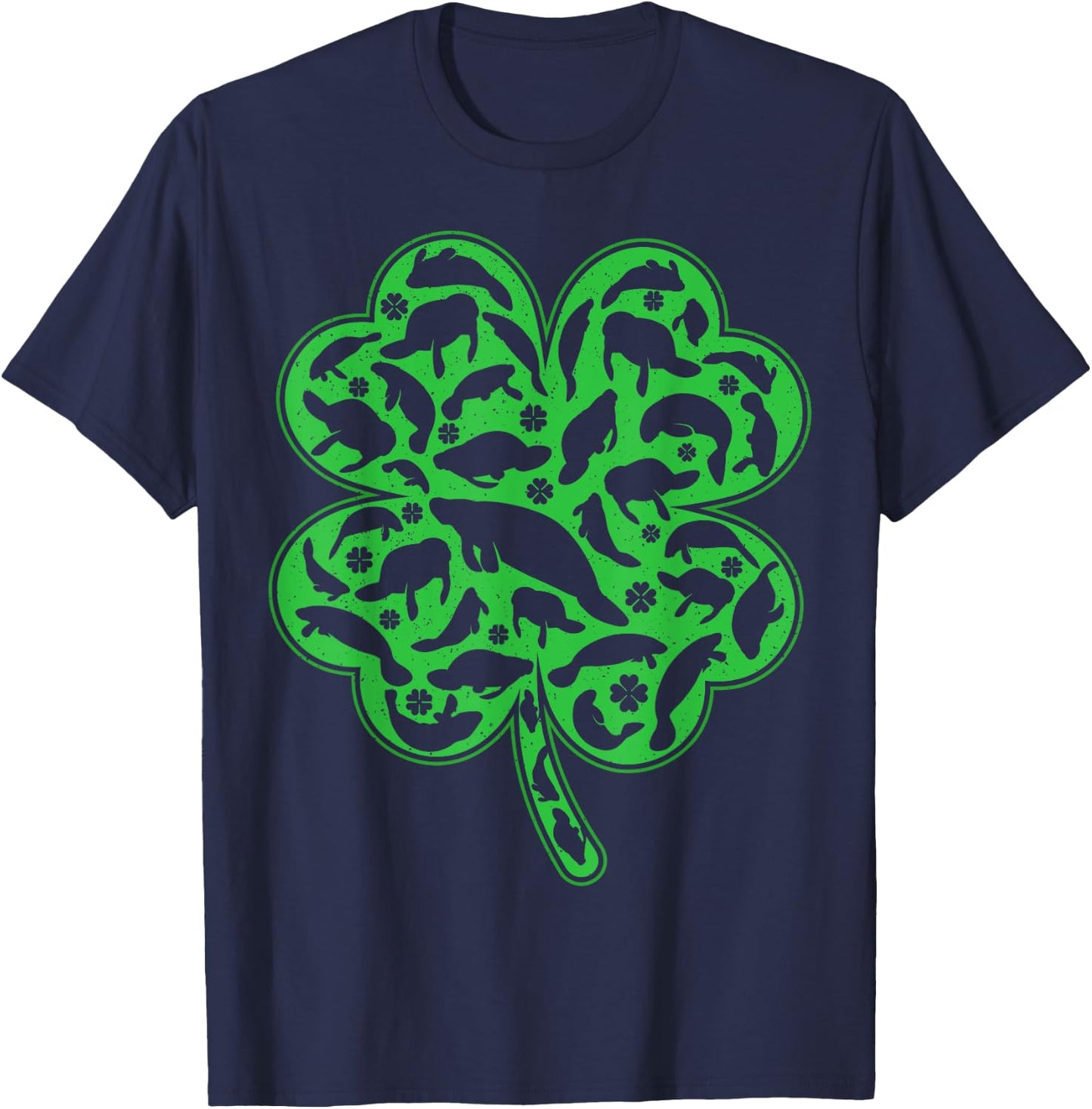 Luckiest Irish Shamrock Leaf Manatee St. Patrick's Day T-Shirt - T-Shirt | Navy