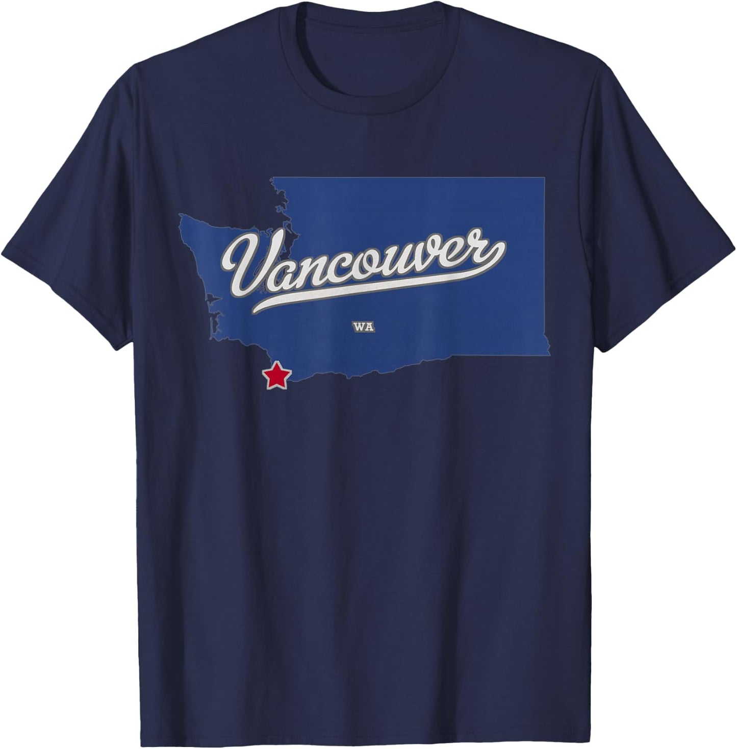 Vancouver Washington WA Map T-Shirt - T-Shirt | Navy