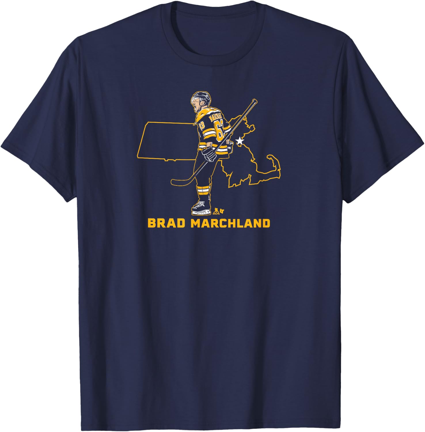 Brad Marchand: State Star - Boston Hockey T-Shirt - T-Shirt | Navy