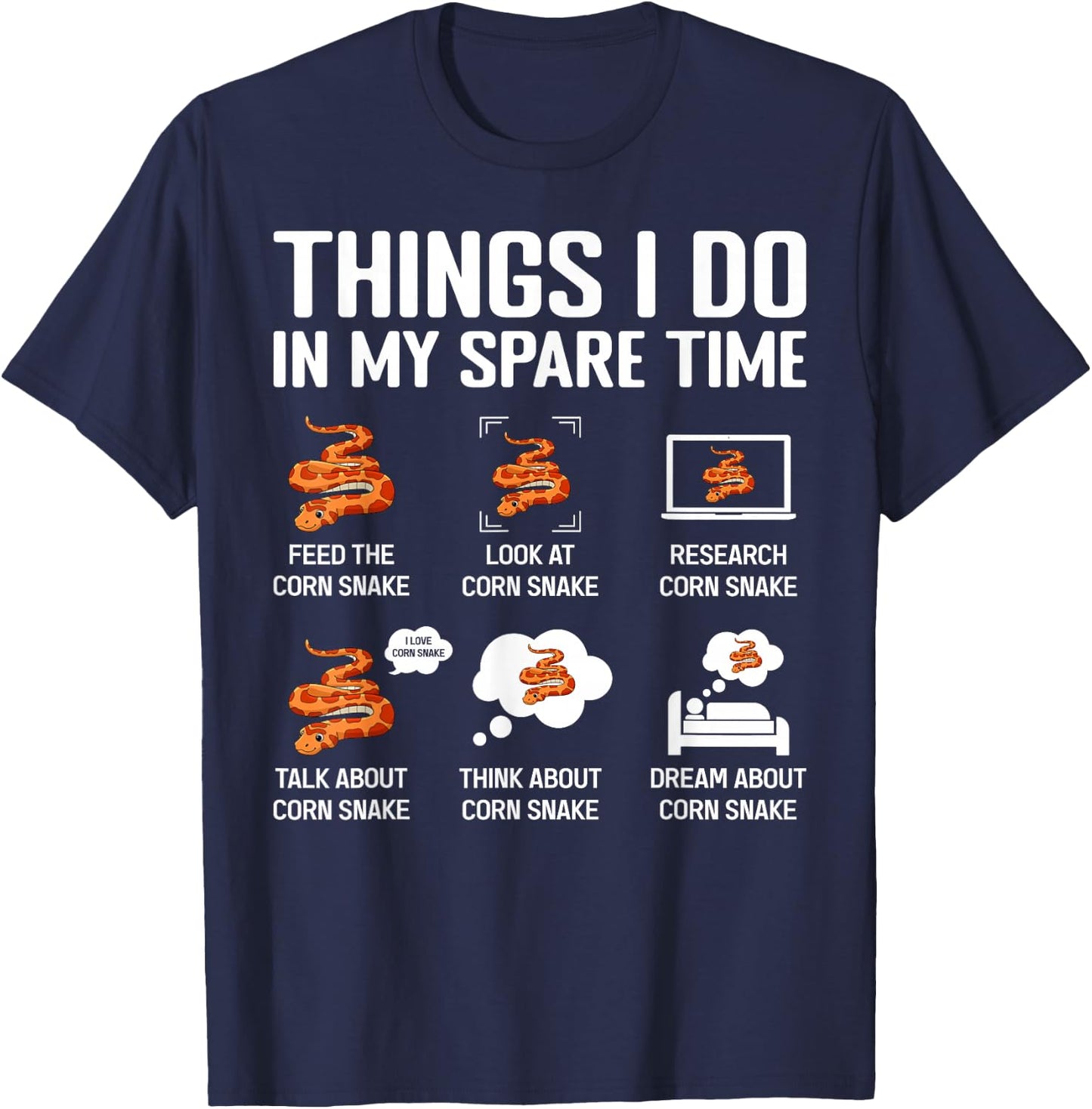 Corn Snake Terrarium Enclosure Food Hide Reptile Keeping T-Shirt - T-Shirt | Navy