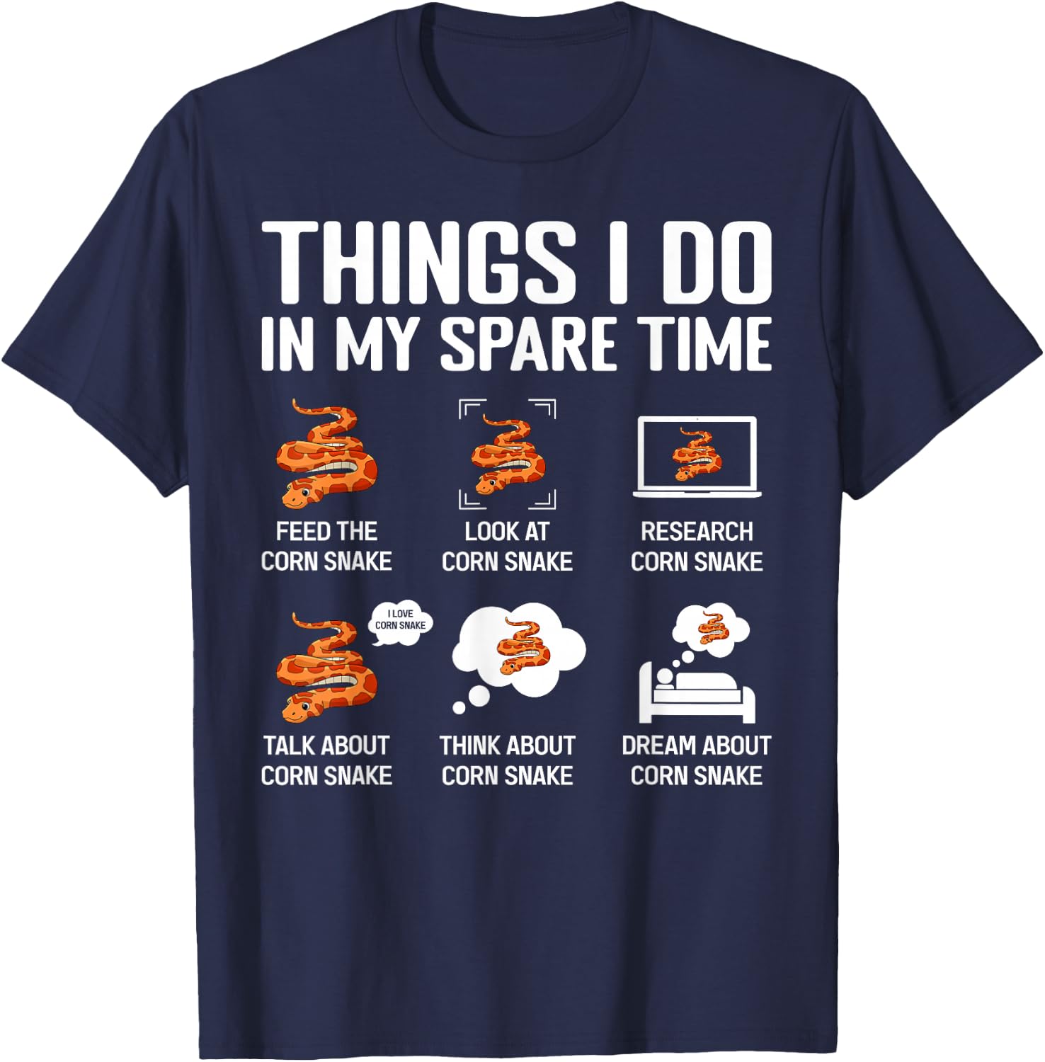 Corn Snake Terrarium Enclosure Food Hide Reptile Keeping T-Shirt - T-Shirt | Navy
