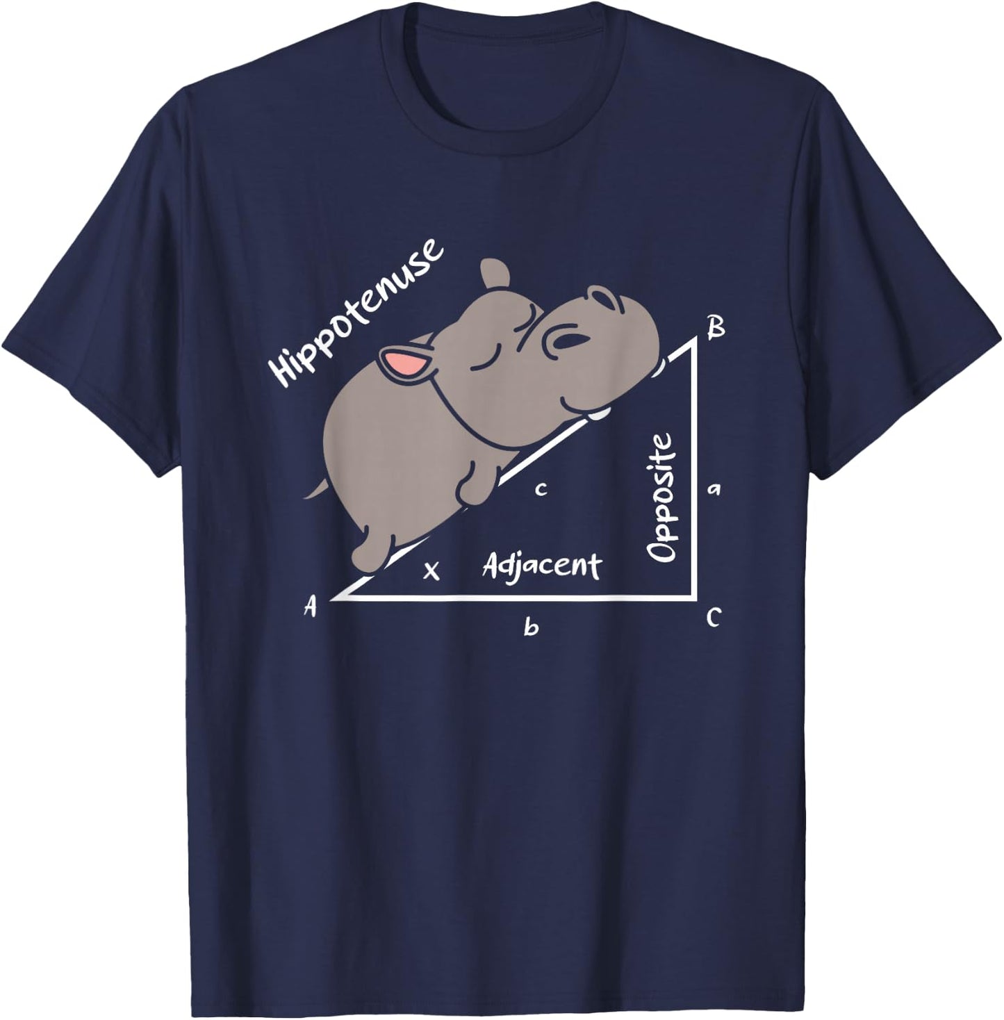 Hippotenuse Hippo Angle Function Hypotenuse Math Teacher T-Shirt - T-Shirt | Navy