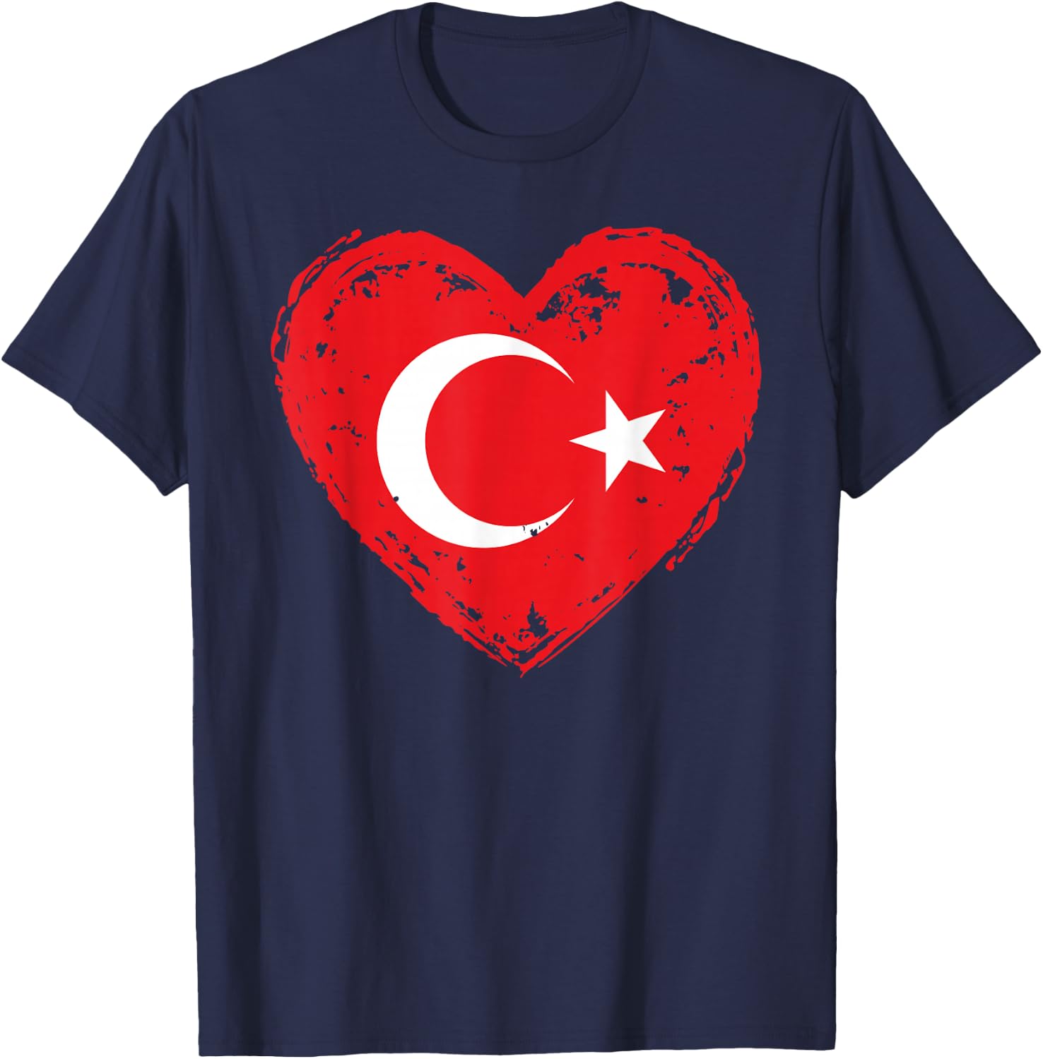 Türkiye In My Heart Turkish Flag Proud Turk Patriotic Turkey T-Shirt - T-Shirt | Navy