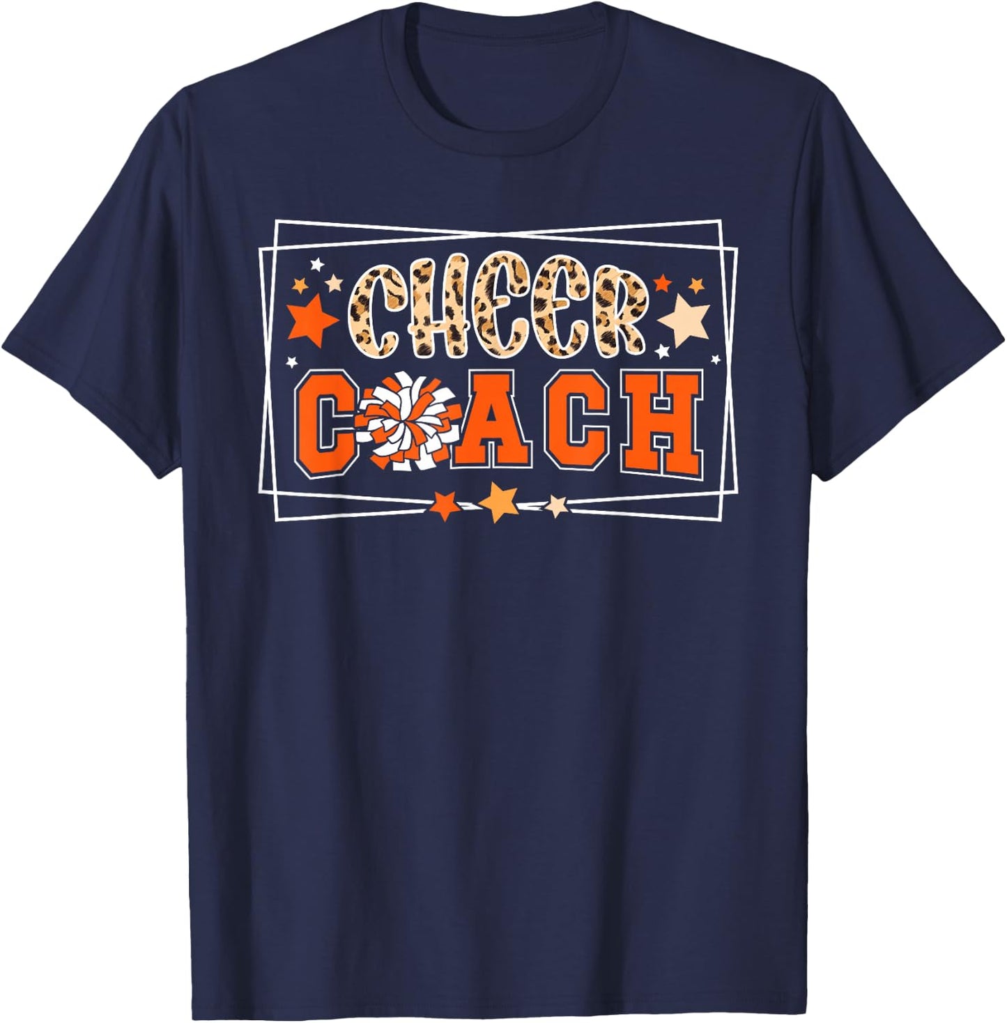 Cheer Coach Leopard Cheerleading Coach Cheerleader Coach T-Shirt - T-Shirt | Navy