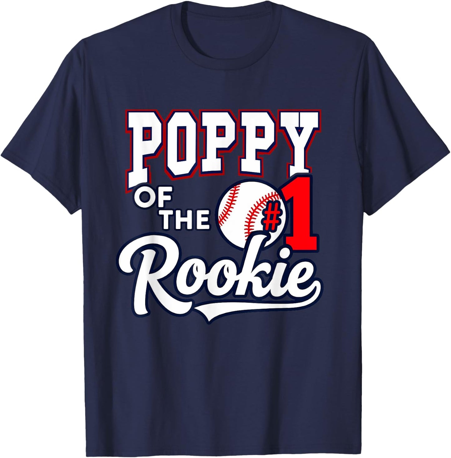 Retro Grandpa Poppy Of The Number 1 Rookie Baseball T-Shirt - T-Shirt | Navy