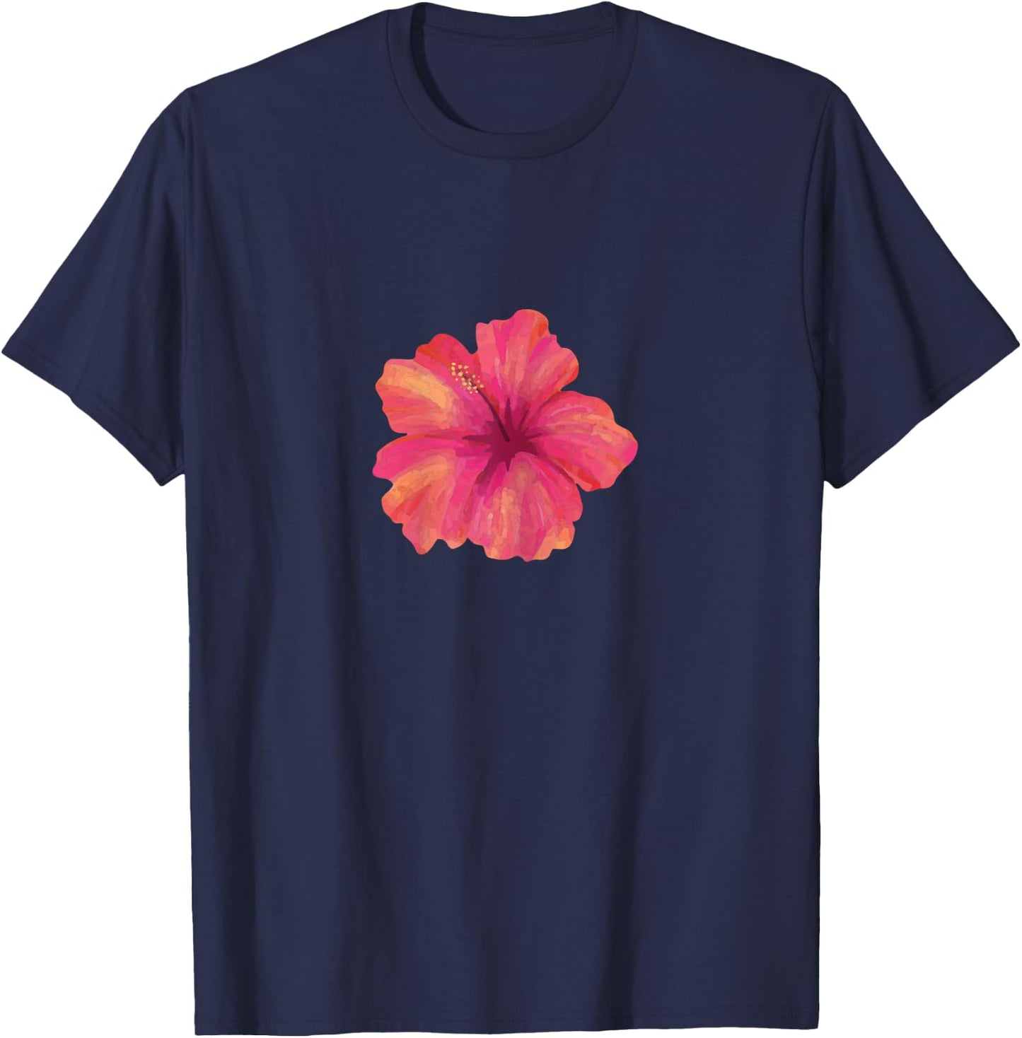 Hibiscus Flower , white T-Shirt - T-Shirt | Navy
