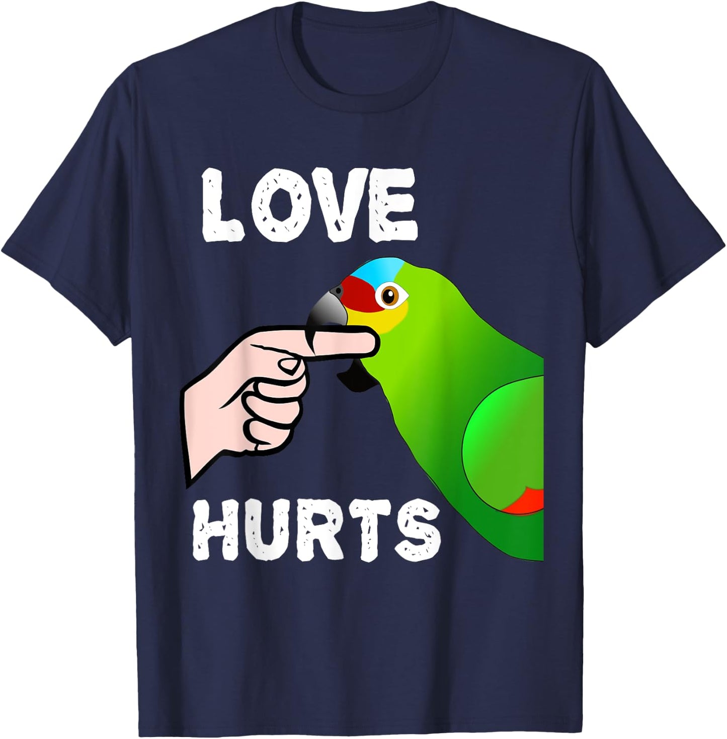 Love Hurts Red Lored Amazon Parrot T-Shirt - T-Shirt | Navy