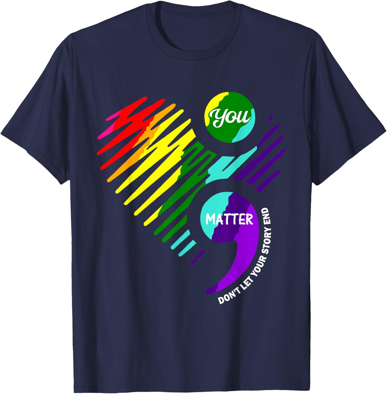 Semicolon Mental Health Awareness Shirt T-Shirt - T-Shirt | Navy