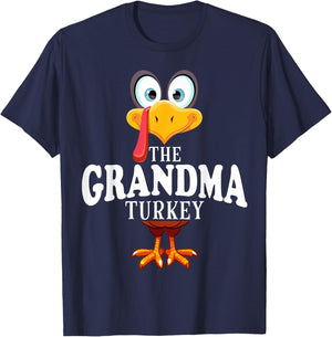 Thanksgiving The Grandma Turkey Pajama T-Shirt - T-Shirt | Navy