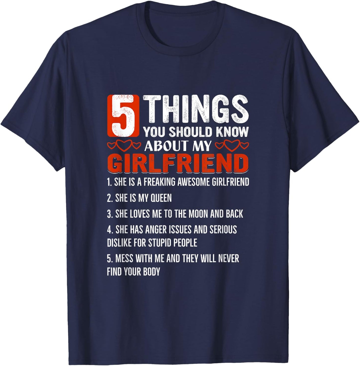 5 Things You Should Know About My Girlfriend T-Shirt - T-Shirt | Navy