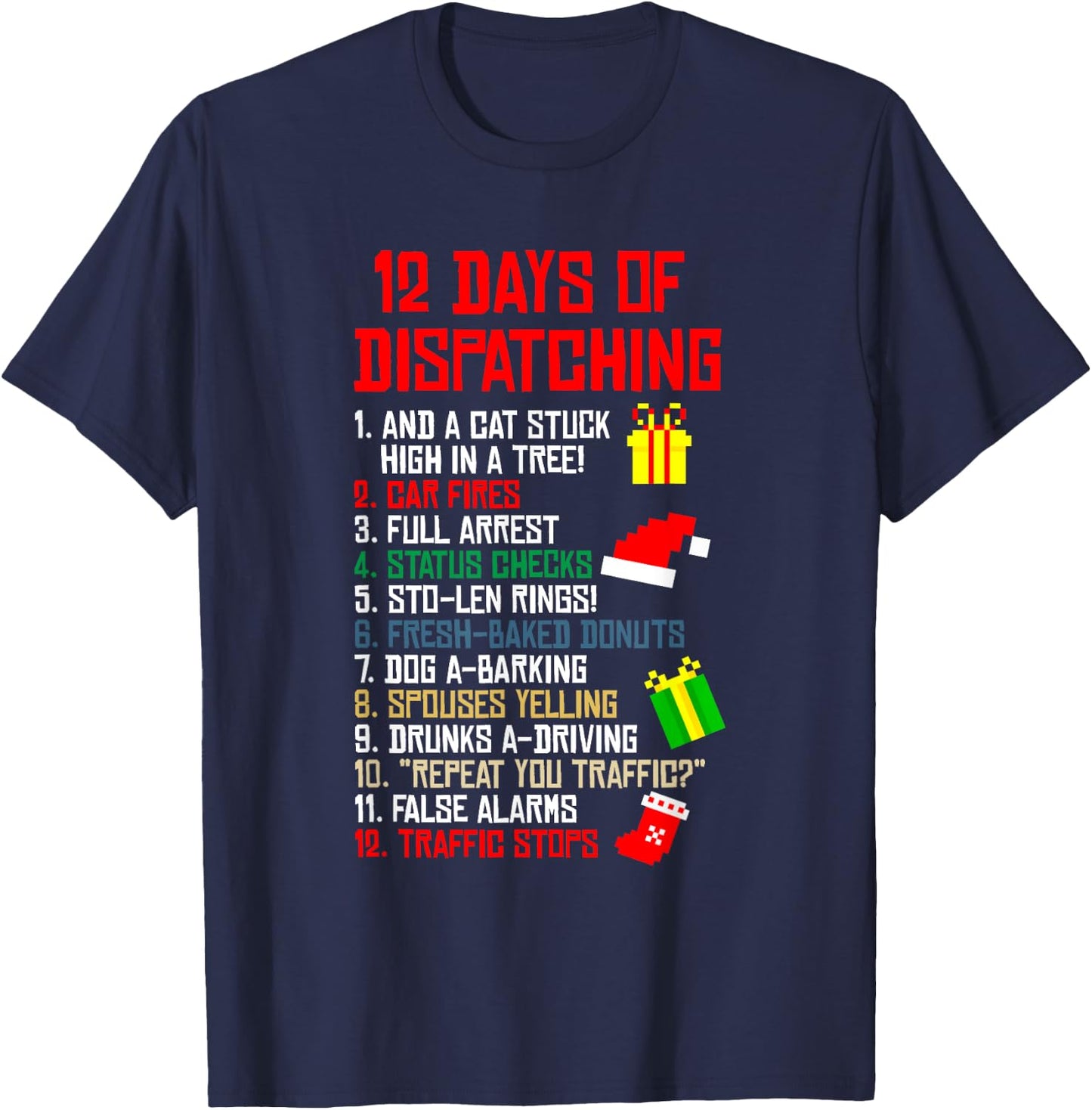 12 Days Of Dispatching Christmas Pajama X-mas Dispatcher T-Shirt - T-Shirt | Navy