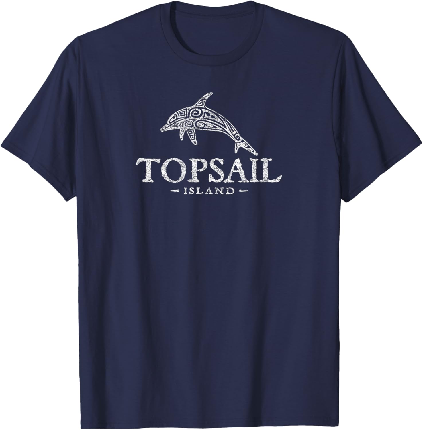 Topsail Island North Carolina Dolphin Vintage Souvenir Beach T-Shirt - T-Shirt | Navy