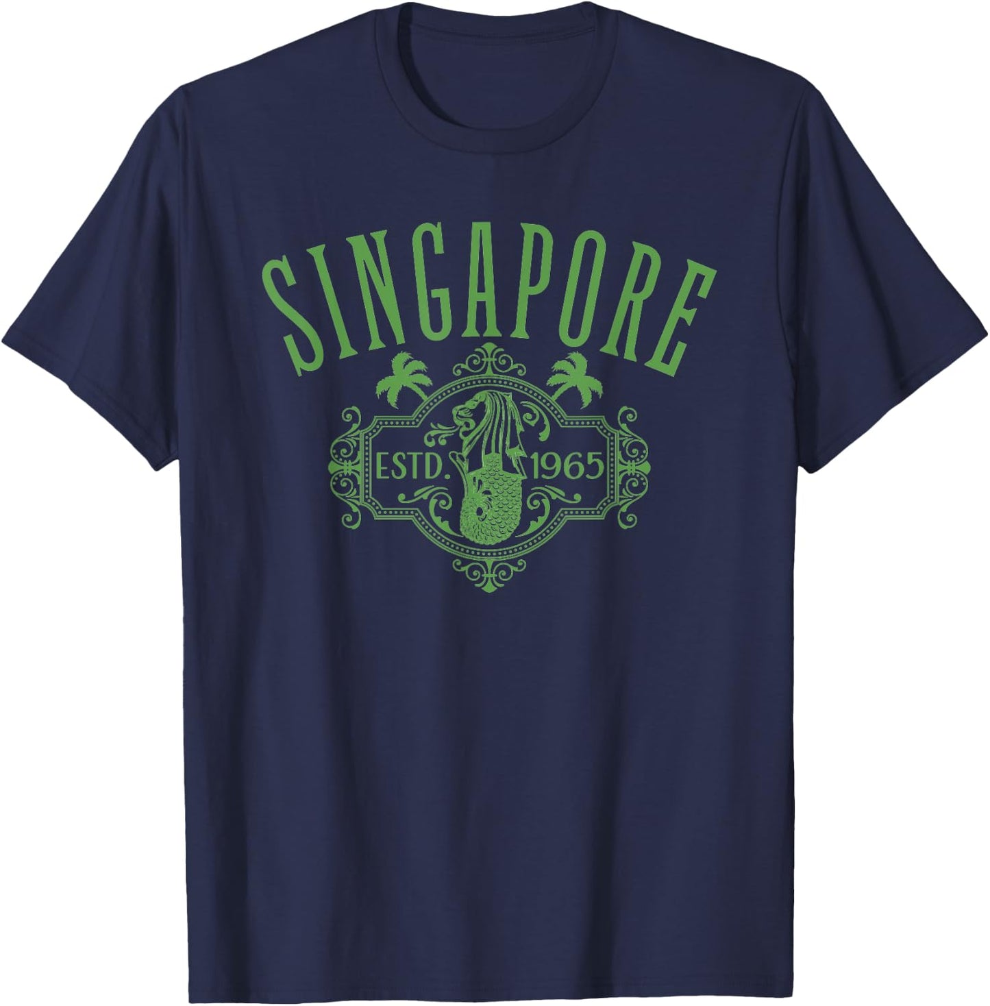 Singapore Merlion Vintage Style Design Souvenir T-Shirt - T-Shirt | Navy
