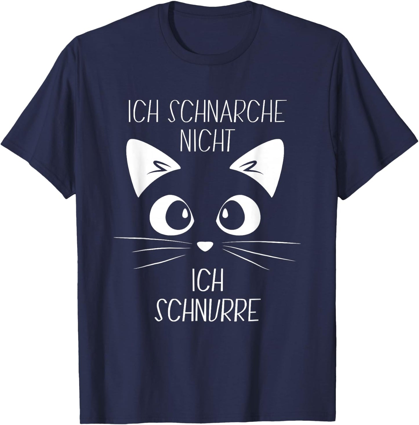 Sleep Shirt with German Text "Ich Schnarche nicht, ich schnurre" Cat , black T-Shirt - T-Shirt | Navy