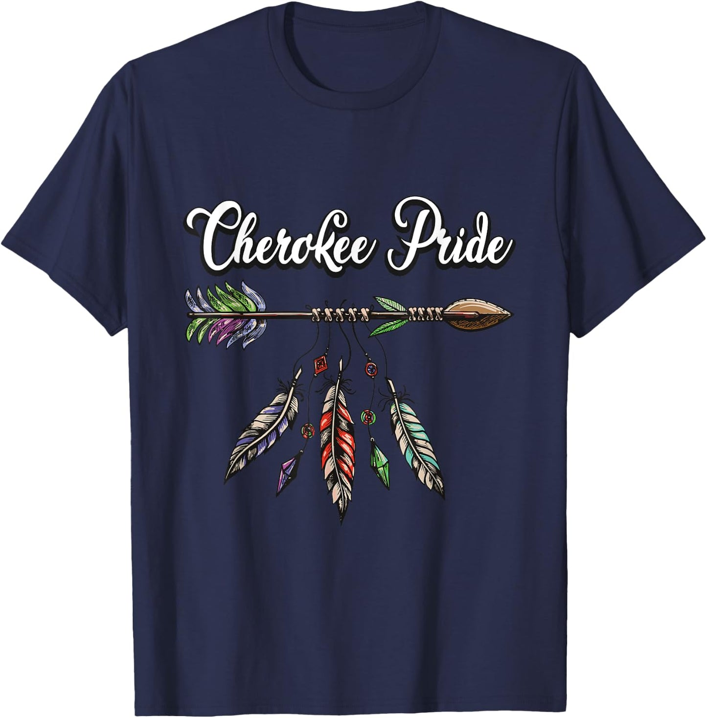 Cherokee Pride Feathers Native American T-Shirt - T-Shirt | Navy