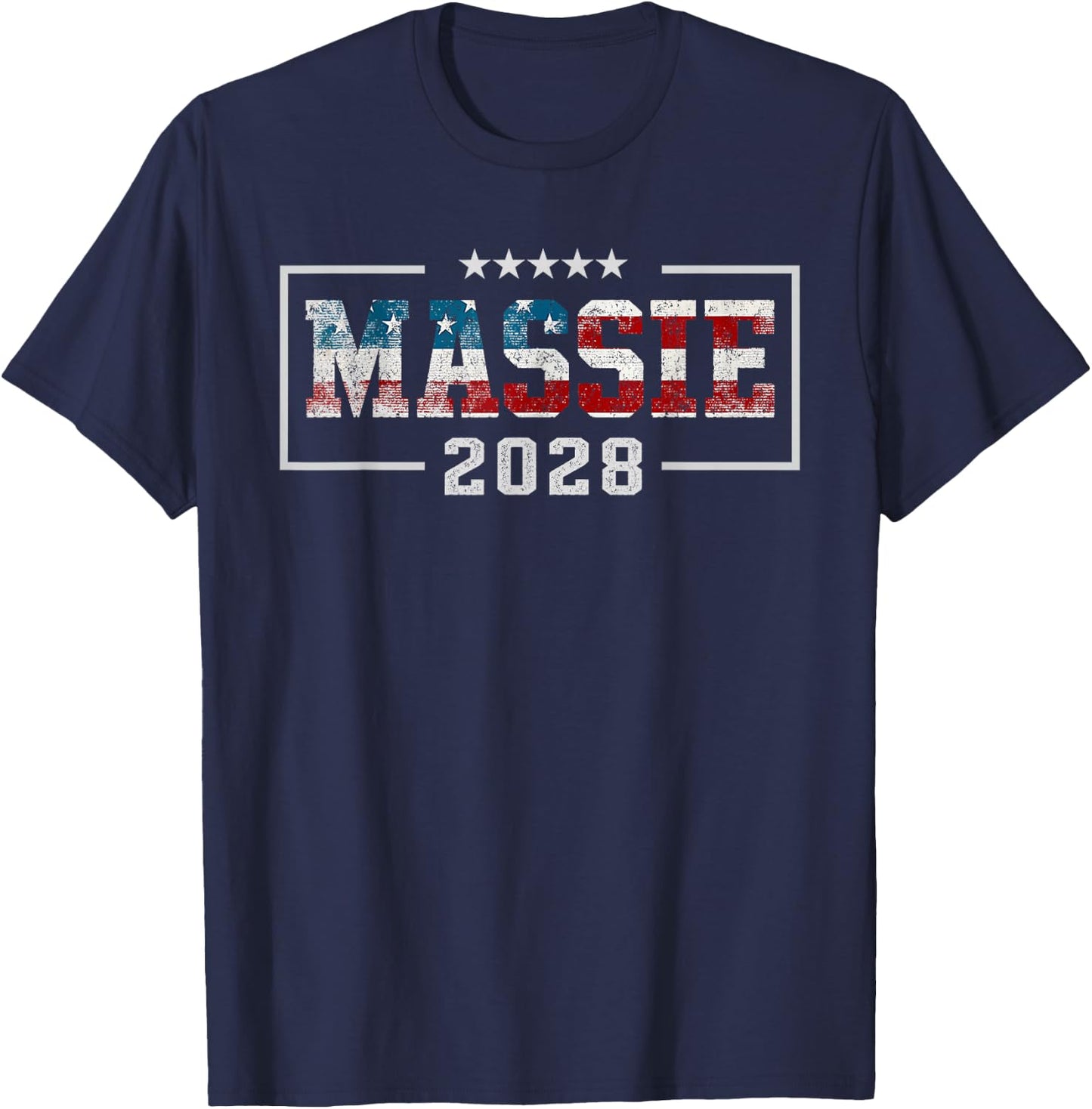 Massie 2028 for President Thomas Massie 2028 Us Flag Vintage T-Shirt - T-Shirt | Navy