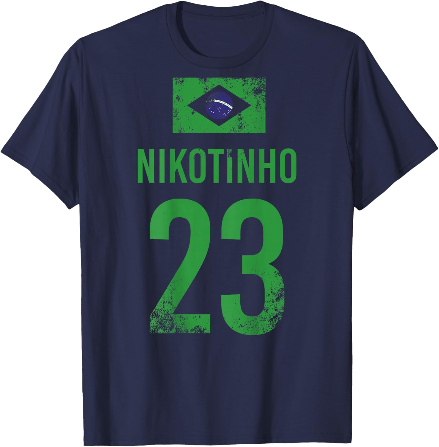 Men's Brazil Sauf Football Name Nikotinho , yellow, s T-Shirt - T-Shirt | Navy