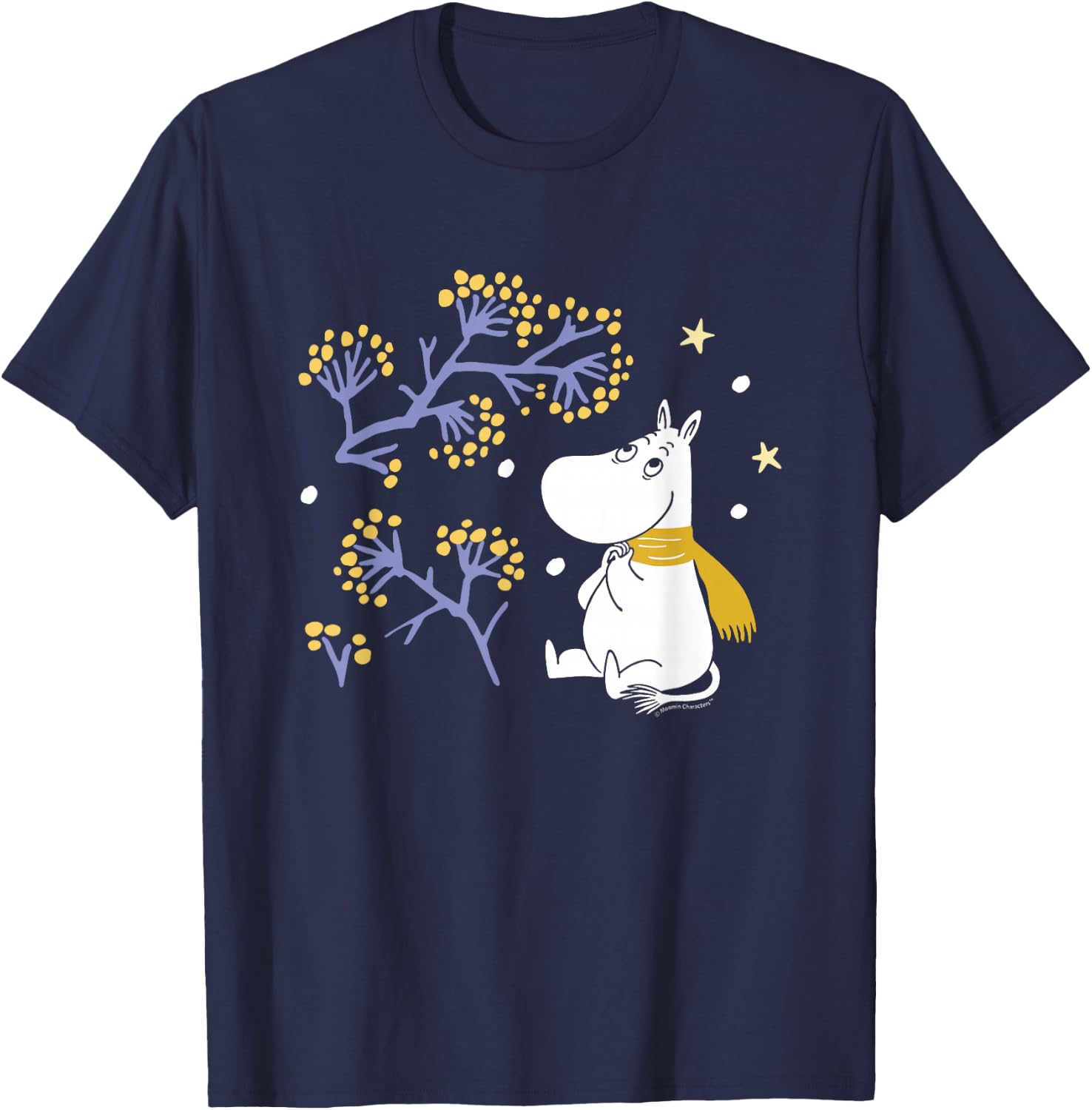 Moomin Moomintroll Look The Snow Winter , Black, S T-Shirt - T-Shirt | Navy