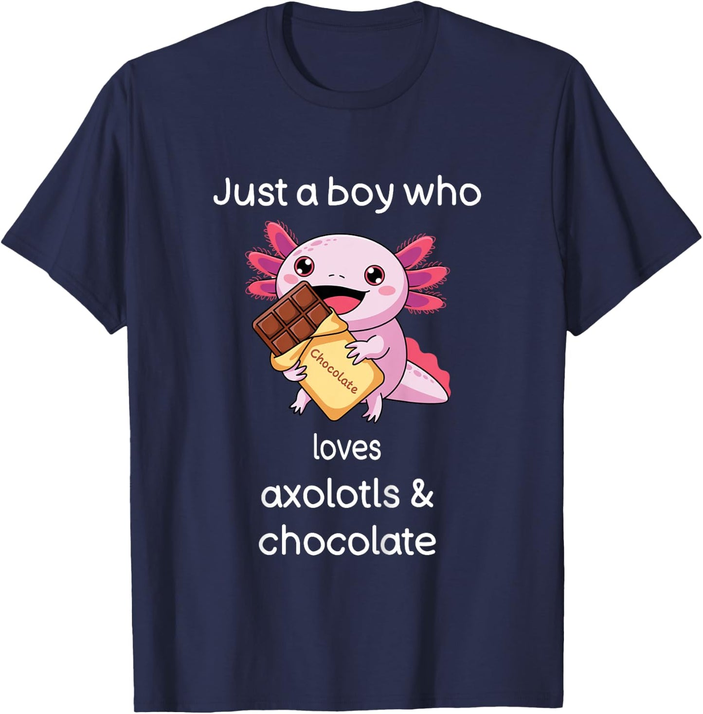 Kids Axolotl Chocolate Shirt Boys Cool Axolotl Chocolate T-Shirt - T-Shirt | Navy