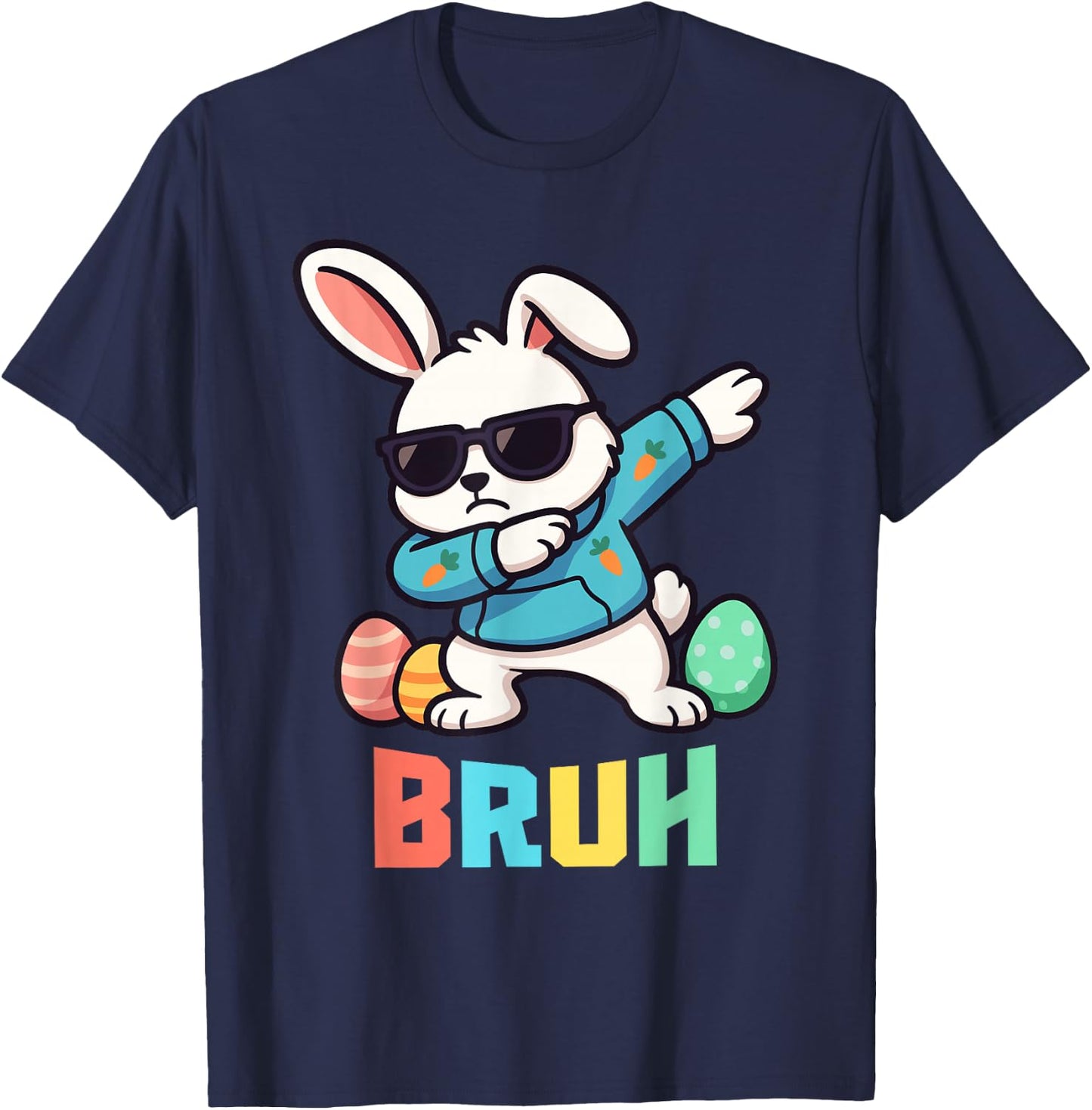Bruh Dabbing Easter Bunny Kids Boys Easter T-Shirt - T-Shirt | Navy