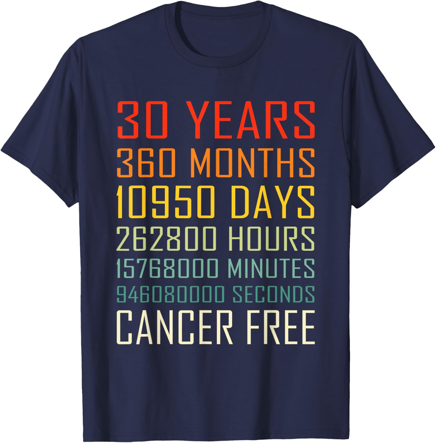 Vintage Cancer Awareness Vintage 30 Years Cancer Free T-Shirt - T-Shirt | Navy