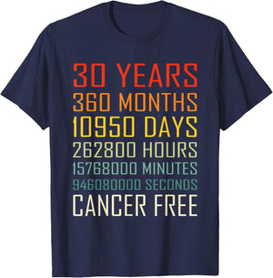 Vintage Cancer Awareness Vintage 30 Years Cancer Free T-Shirt - T-Shirt | Navy