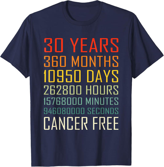 Vintage Cancer Awareness Vintage 30 Years Cancer Free T-Shirt - T-Shirt | Navy