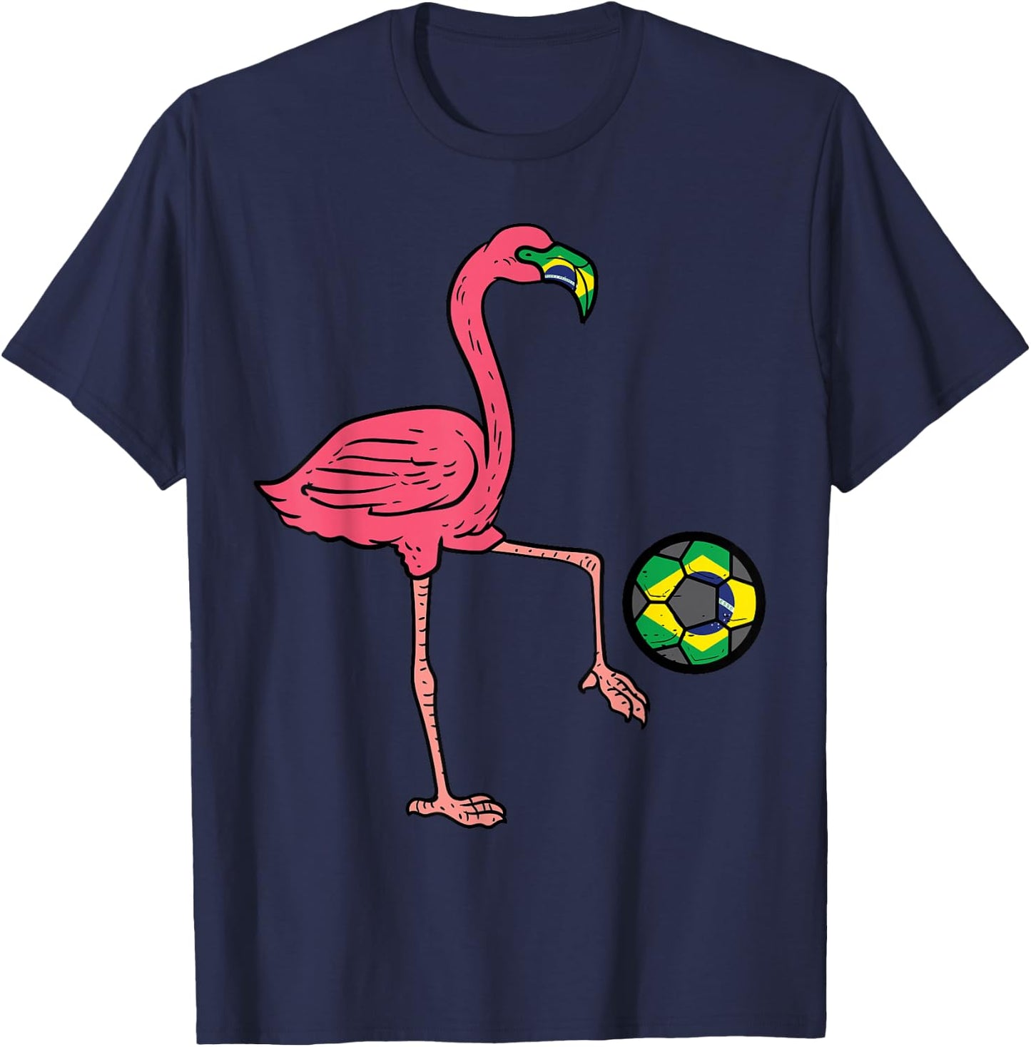 Brazilian Flamingo Brazil Flag Soccer Fan Women Girls Kids T-Shirt - T-Shirt | Navy