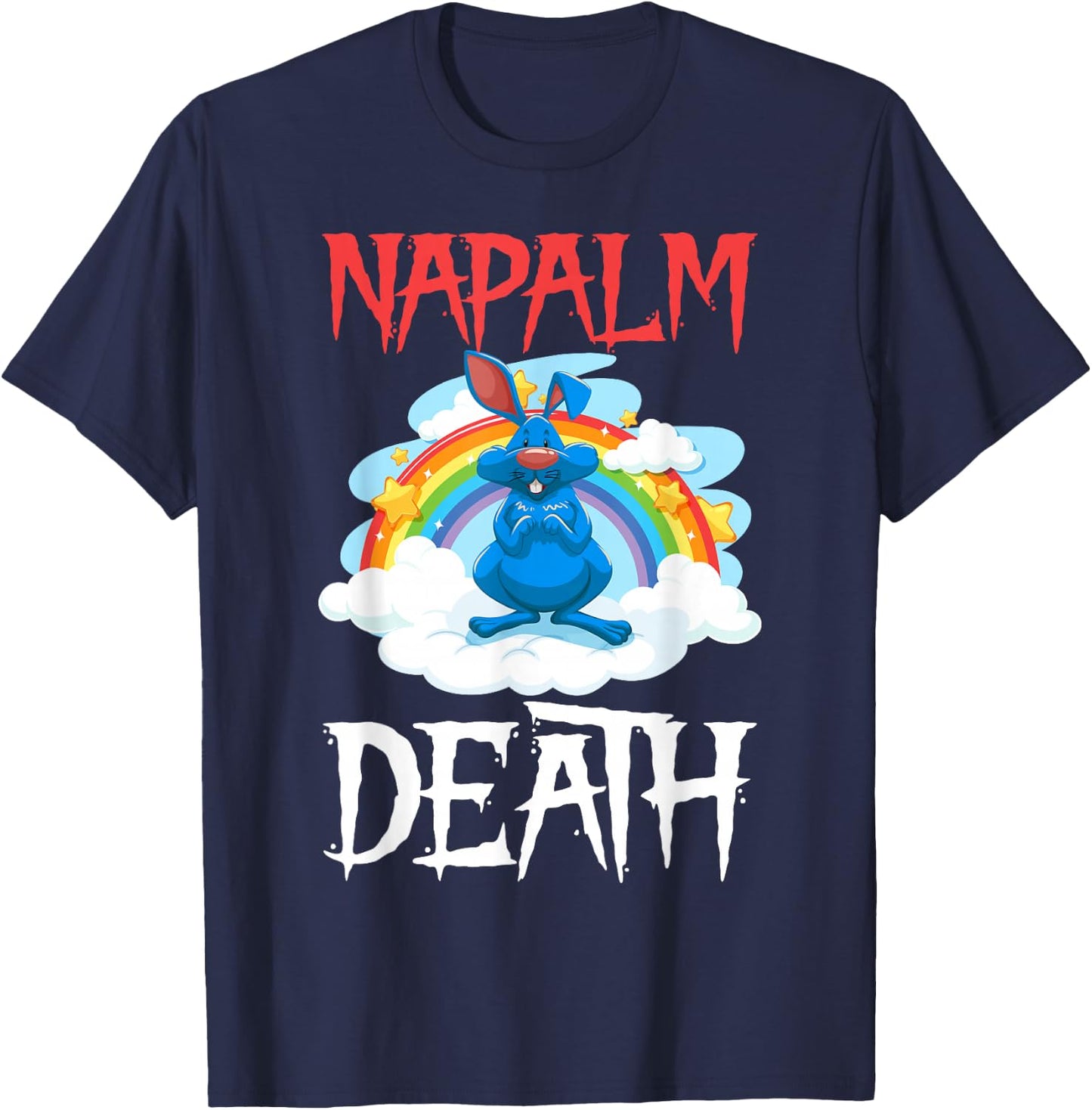 Napalm Tod Rainbow Bunny Rosa Napalm Death Hase T-Shirt - T-Shirt | Navy
