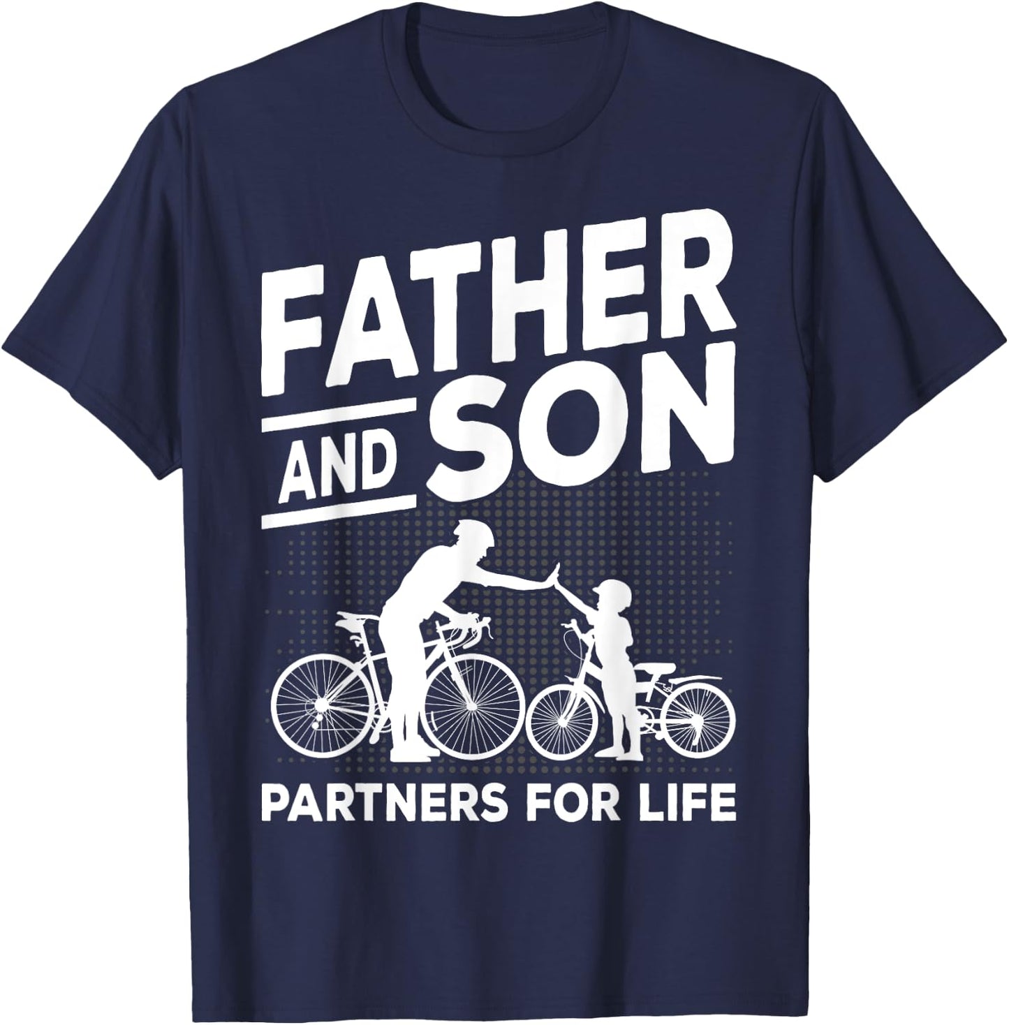 Cycling Father and Son Bicycle Riding Dad and Boy Gift T-Shirt - T-Shirt | Navy