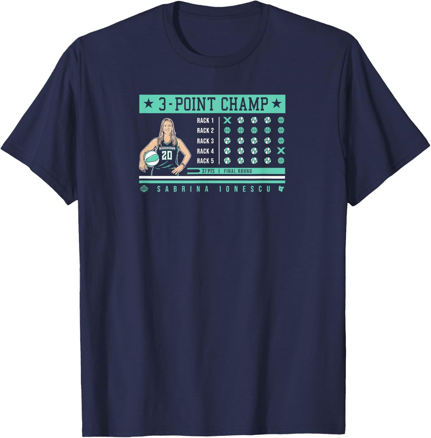 Sabrina Ionescu - 3-Point Champ - New York Basketball T-Shirt - T-Shirt | Navy