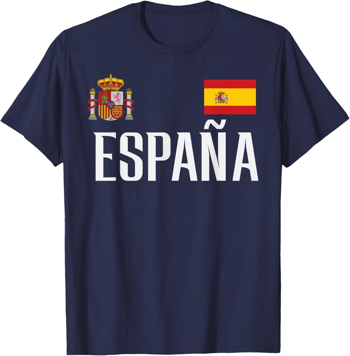 Spain Flag Espana Football Soccer Fan Men Women Kids T-Shirt - T-Shirt | Navy