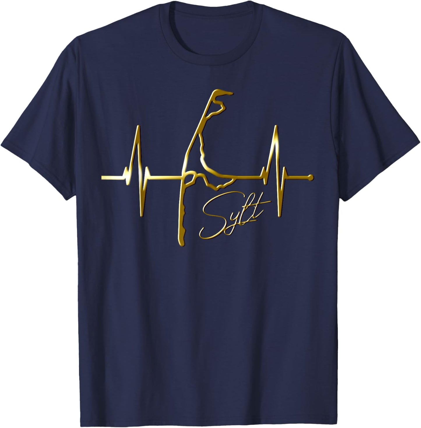 Sylt Skyline Herzschlag Nordsee Herz Nordfriesen I Love Sylt T-Shirt - T-Shirt | Navy