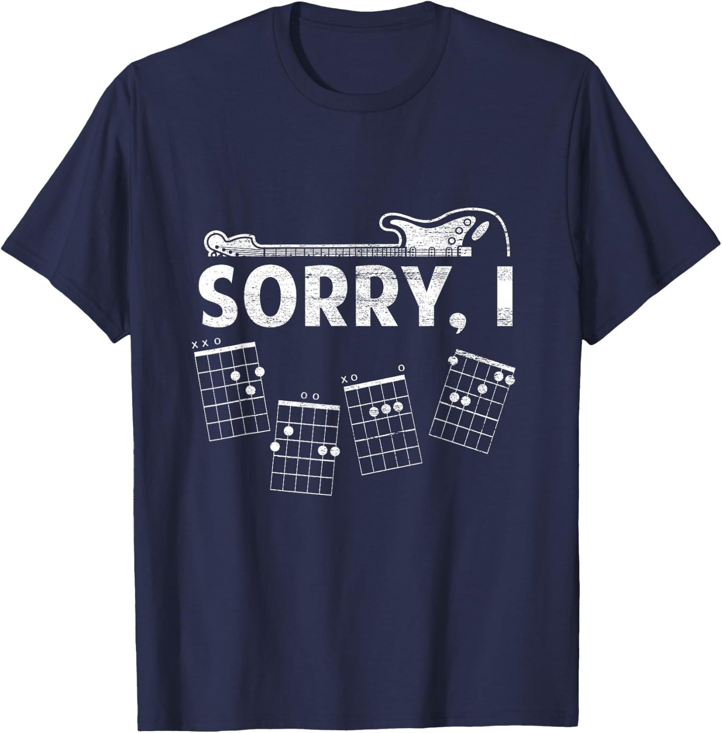 Sorry I-DGAF Lustige versteckte Nachricht Gitarren-Akkorde für Liebhaber T-Shirt - T-Shirt | Navy