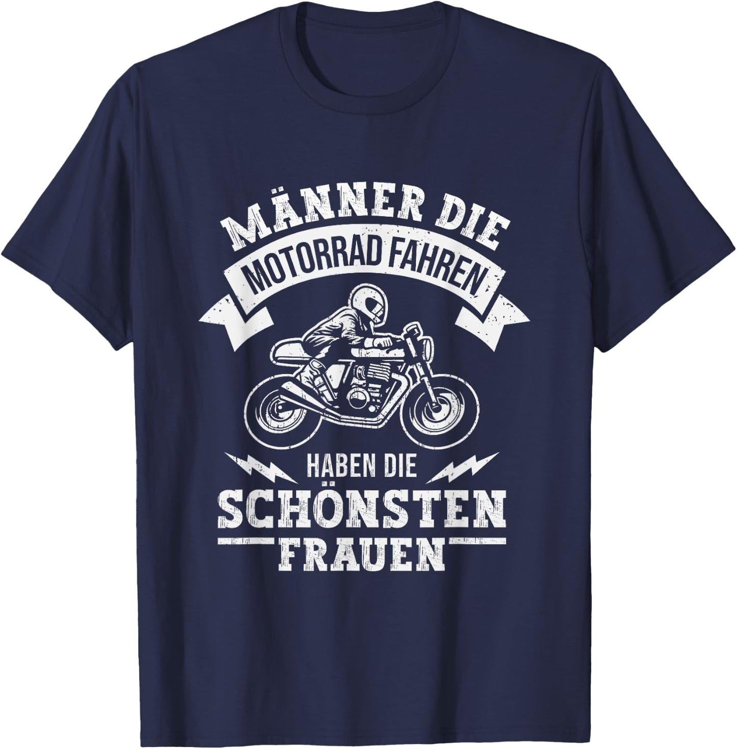 Men's Motorbike Riding Funny , black T-Shirt - T-Shirt | Navy