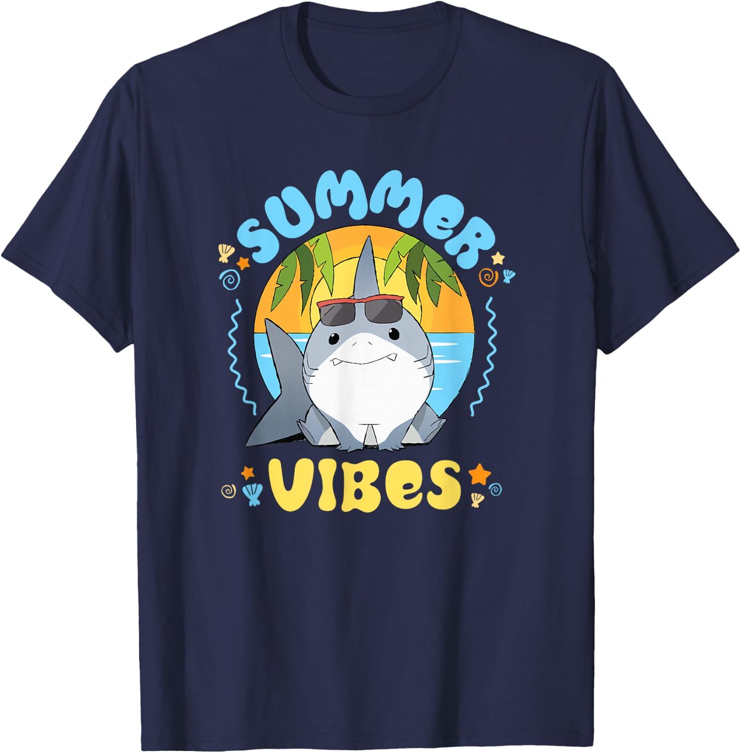 Marvel Jeff the Land Shark Summer Vibes Beach Vacation T-Shirt - T-Shirt | Navy