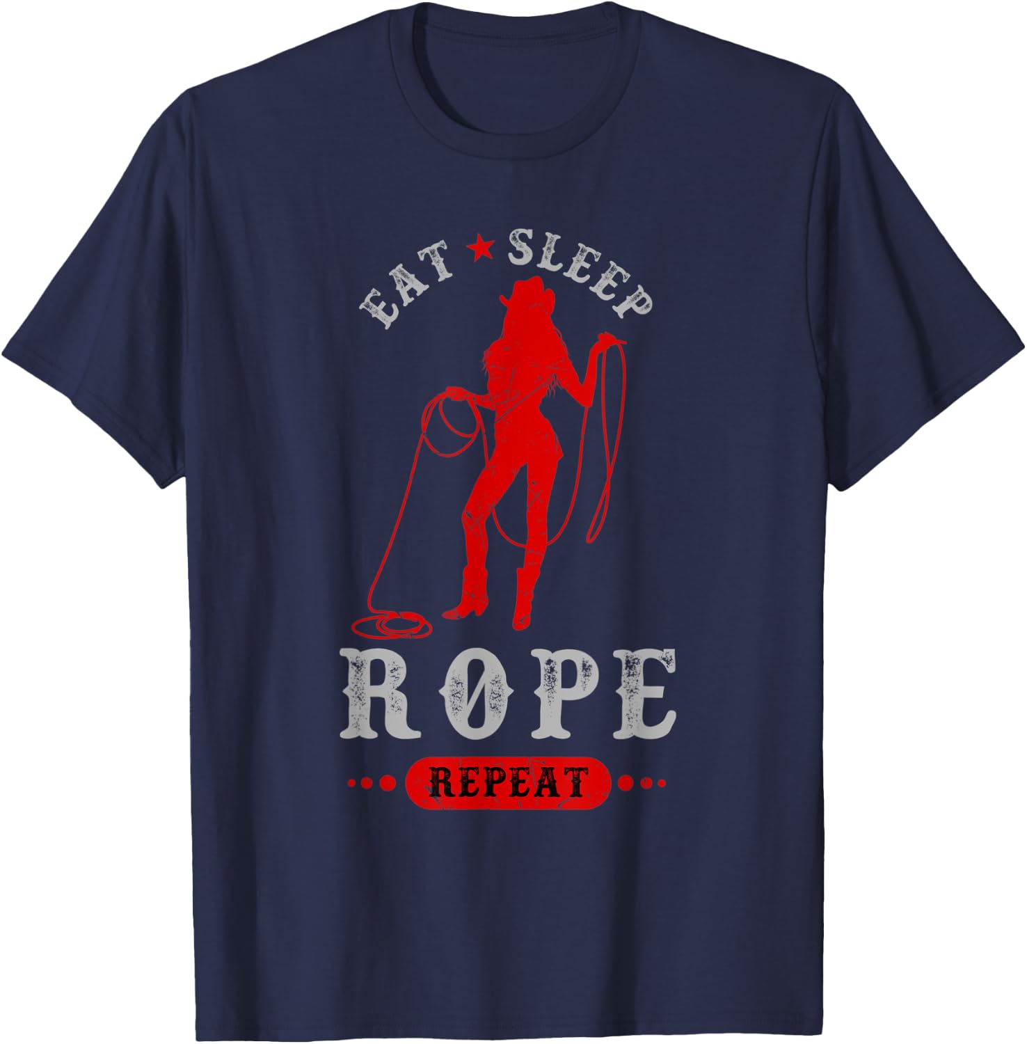 Bullriding and Rodeo or Eat Sleep Rope Repeat T-Shirt - T-Shirt | Navy