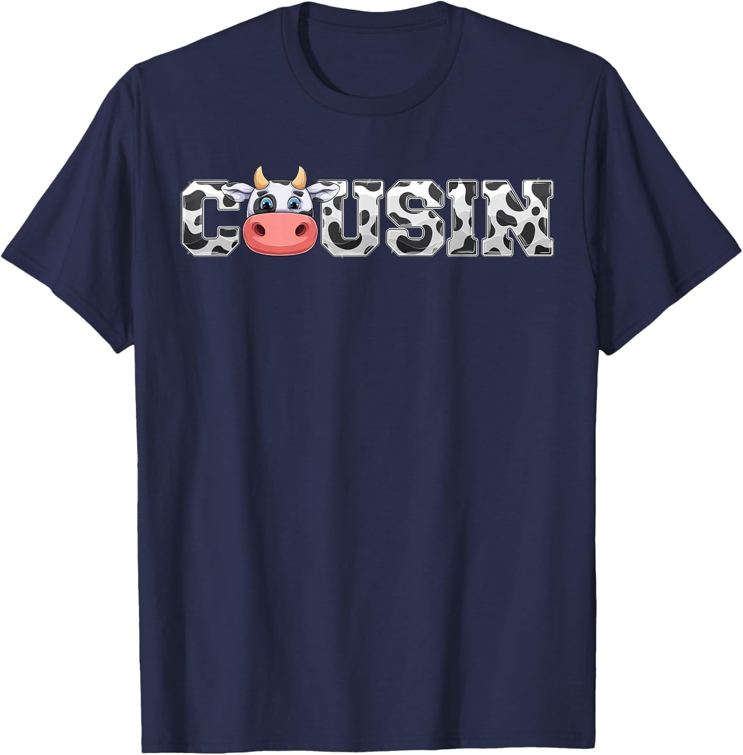 Cousin Cow Print Cowboy Animal Pattern Farmer Cow Cousin T-Shirt - T-Shirt | Navy