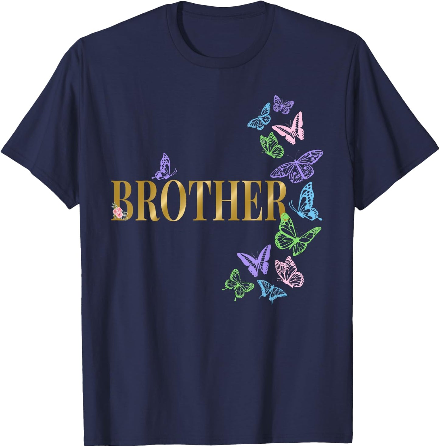 Brother of The Birthday Girl Butterfly Party Matching Family T-Shirt - T-Shirt | Navy