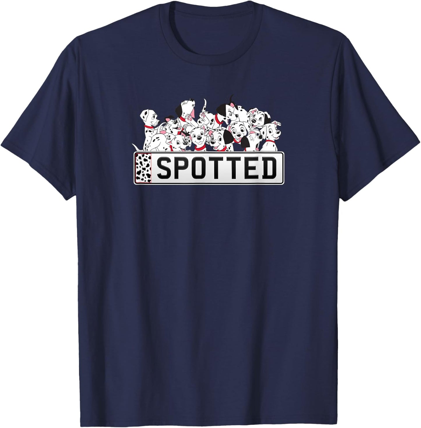 Disney 101 Dalmatians Group Shot Puppy Crew Spotted Logo T-Shirt - T-Shirt | Navy